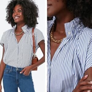 Tuckernuck Pomander Place Rae Blouse Size XS Blue Stripe Cotton Top